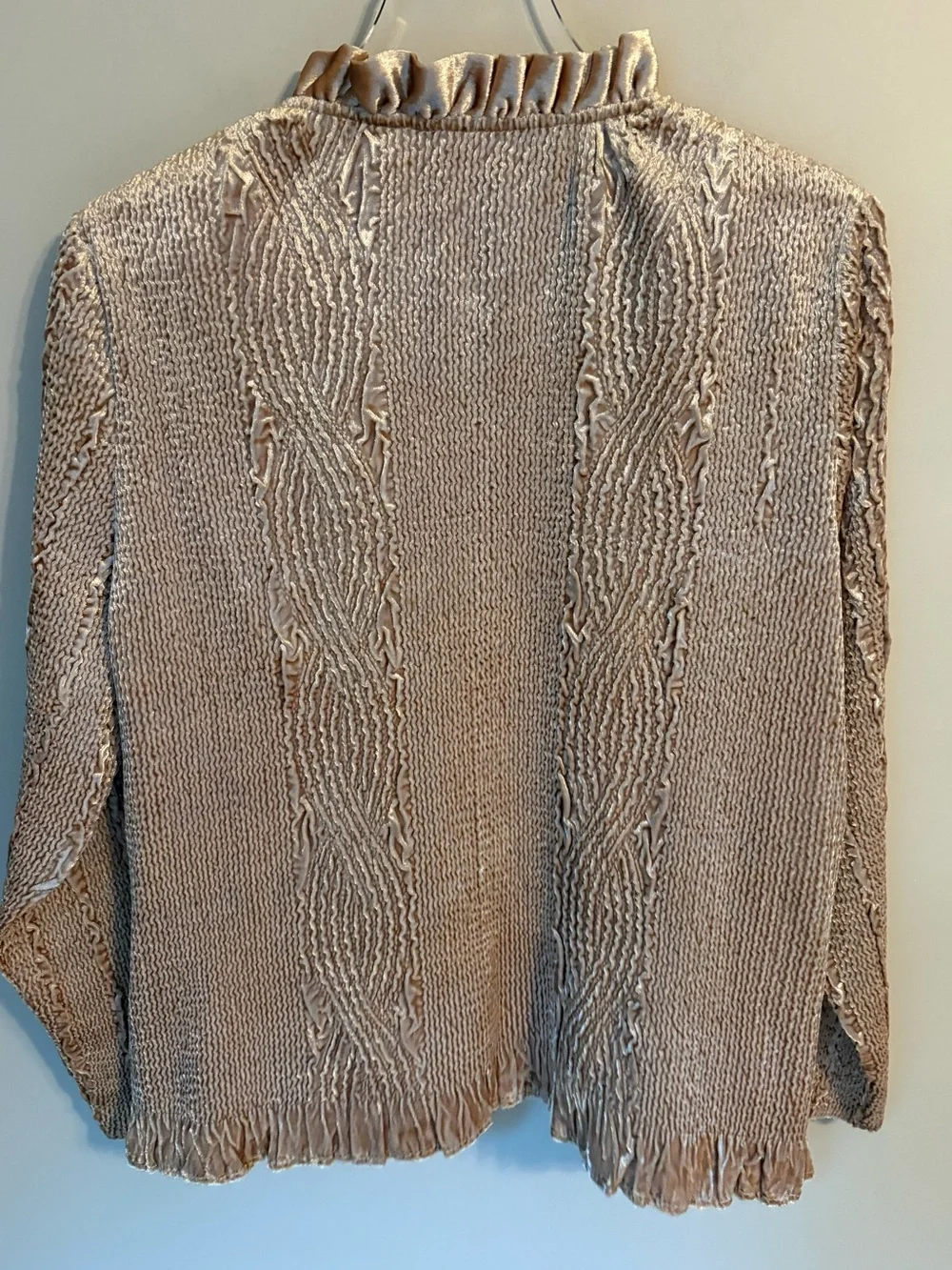 Chico's Rippled Ruffle Keily Jacket in Pale Stardust | Women's Size 3 / XL - Picture 2 of 12
